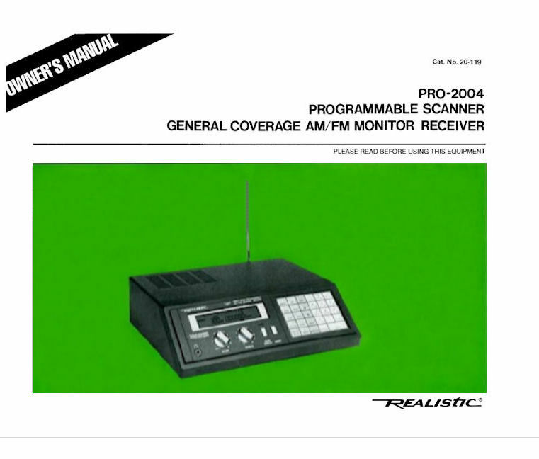 RADIO SHACK PRO-2004 INSTRUCTION OPERATING MANUAL
