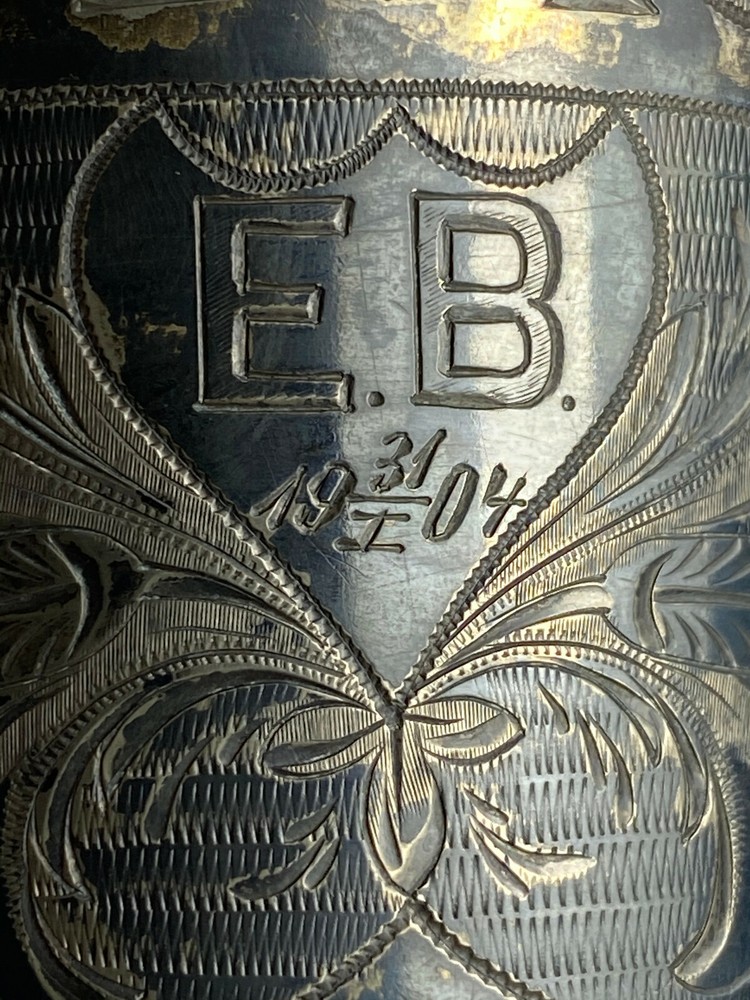 1872 Russian Cup 84 Silver Stamp Hallmarked Monogrammed EB & Dated 1904