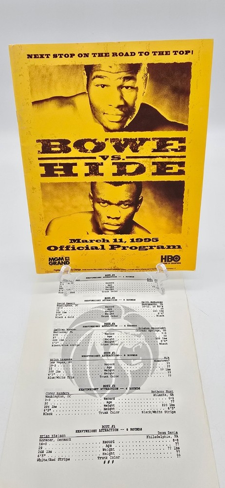 Riddick Bowe vs Herbie Hide Official Boxing Program March 1995 w/bout sheet