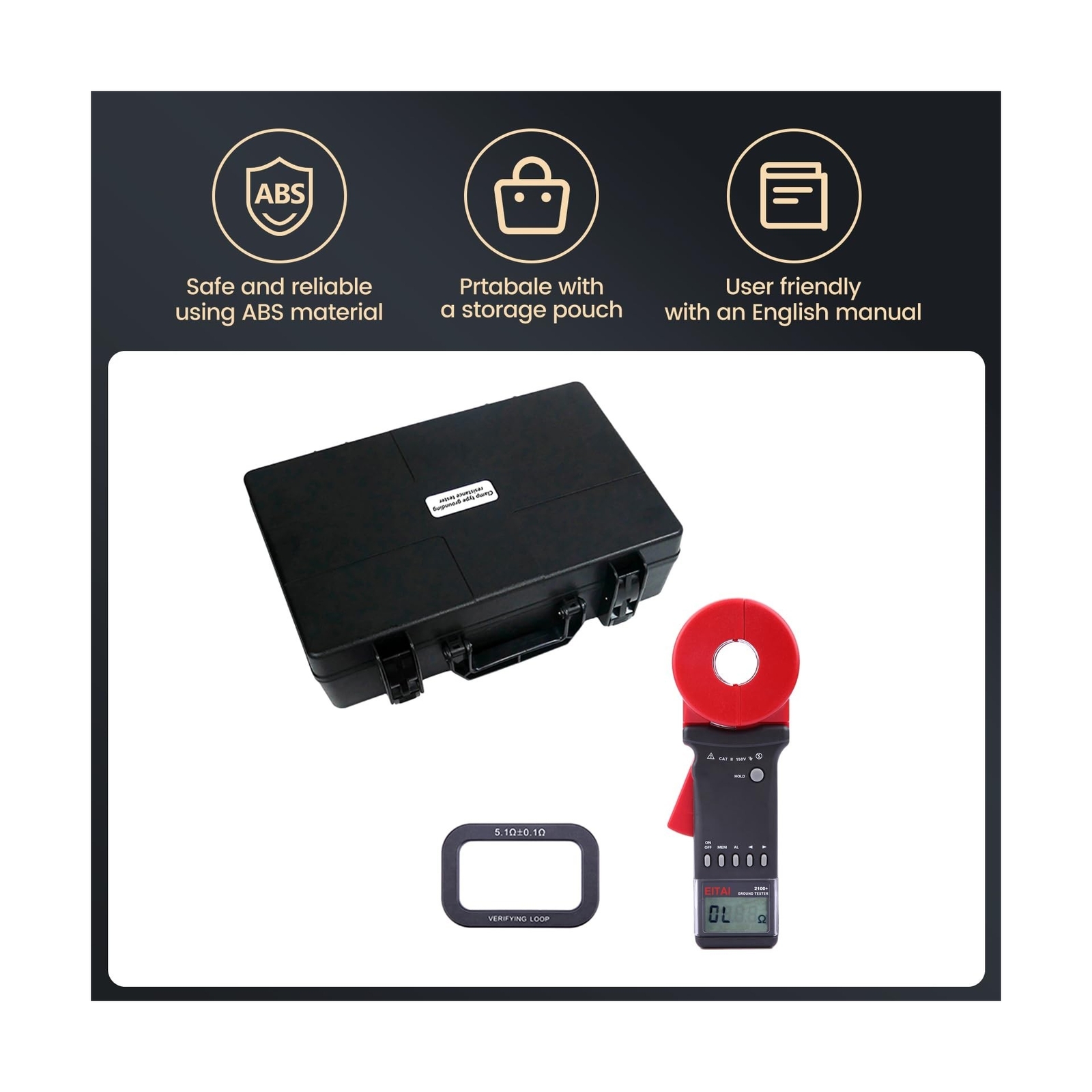 ETCR2100+ Digital Clamp Ground Earth Resistance Meter Tester 0.01Ω-1200]