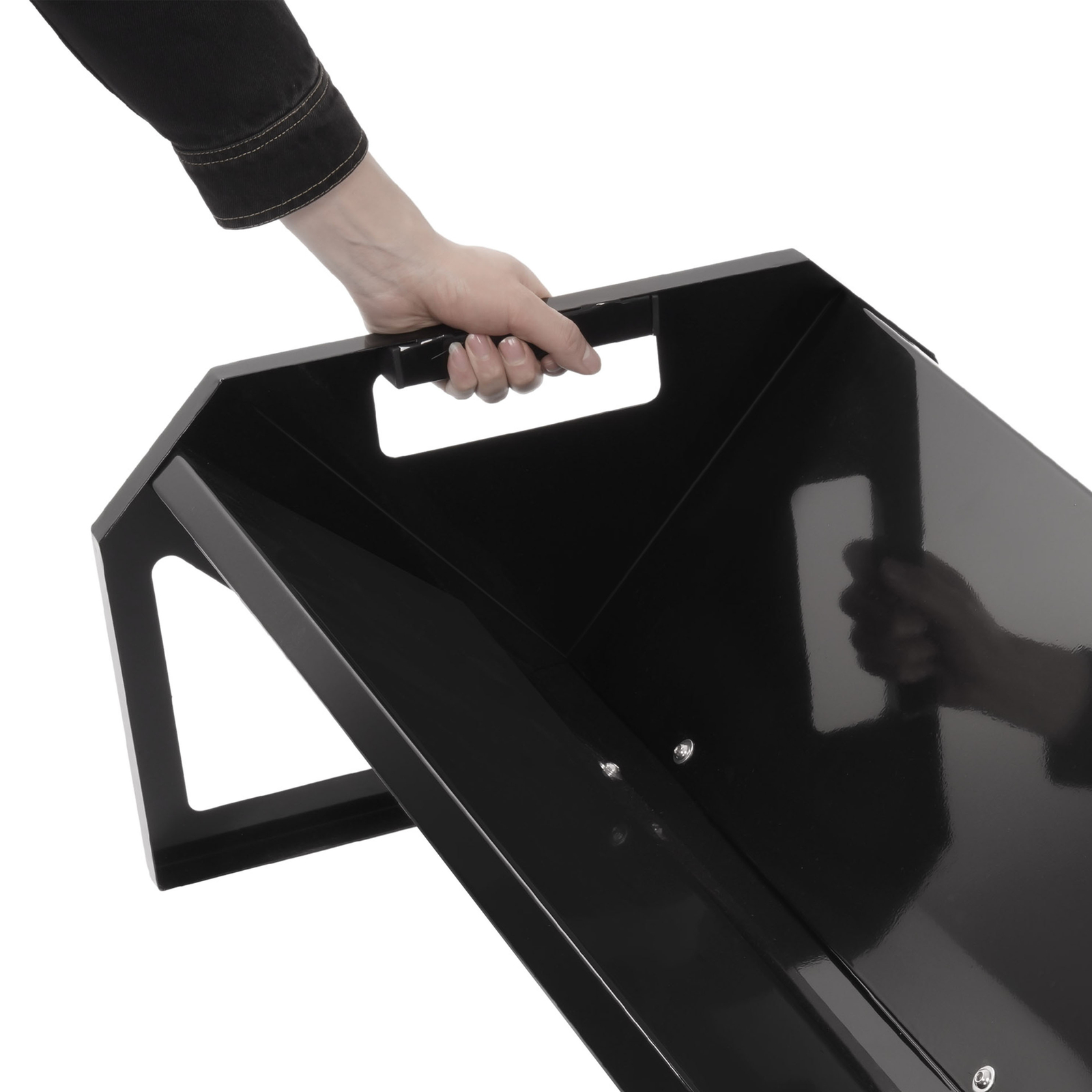 V-Shaped Livestock Feeding Trough 45'' Hay Feeder Black for Goats Calves Horses