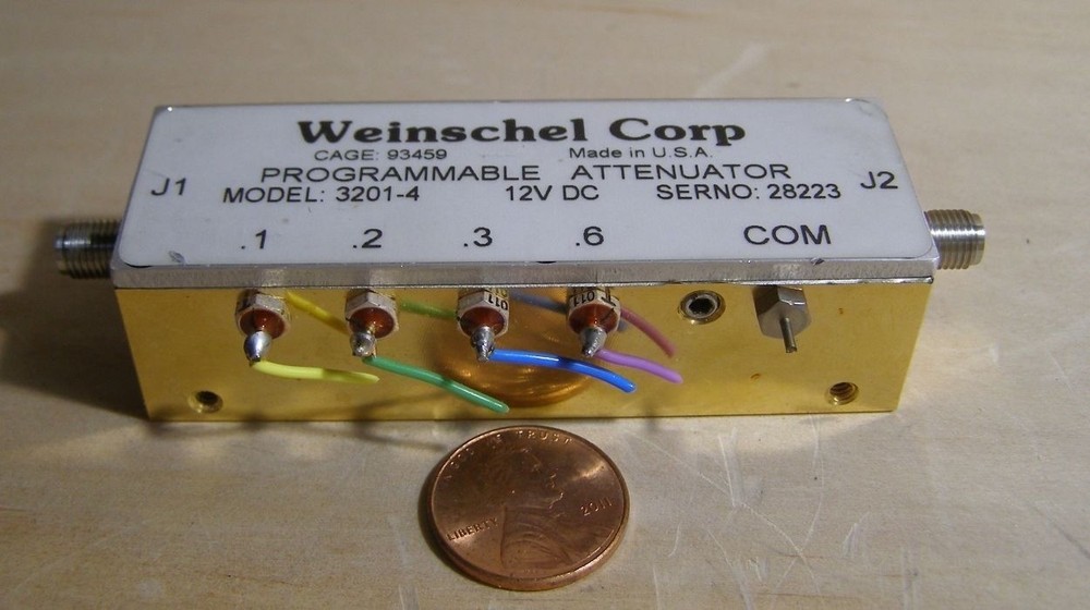 WEINSCHEL CORP. PROGRAMMABLE ATTENUATOR MODEL:3201-4. 12VDC. CAGE:93459