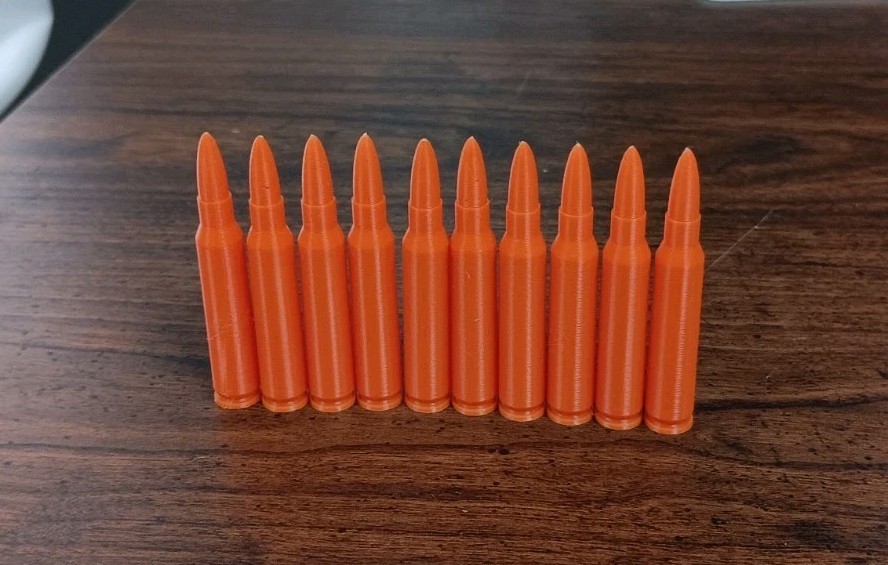 .223/5.56 NATO Solid Orange Dummy Training Rounds - 10 Pack Inert Snap Caps