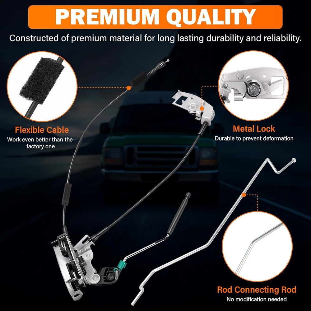 Side Door Latch Assembly with Cable & Rod for Ford E150 E250 E350 Econoline Van