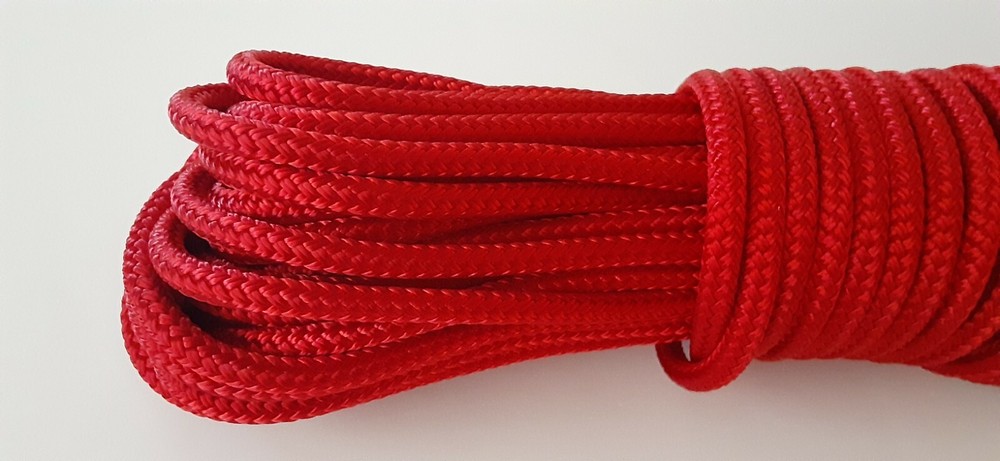 1/2 x 64 ft. Double Braid-Yacht Braid polyester rope. Red