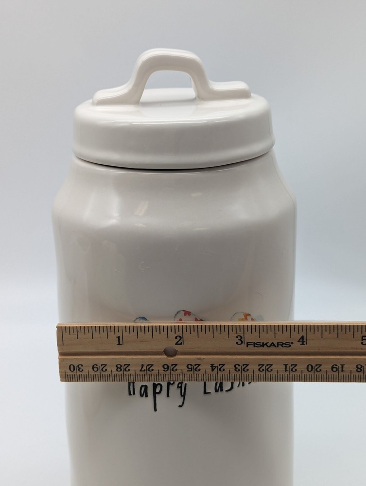 Rae Dunn Ceramic "HAPPY EASTER" Canister Egg Decor Magenta
