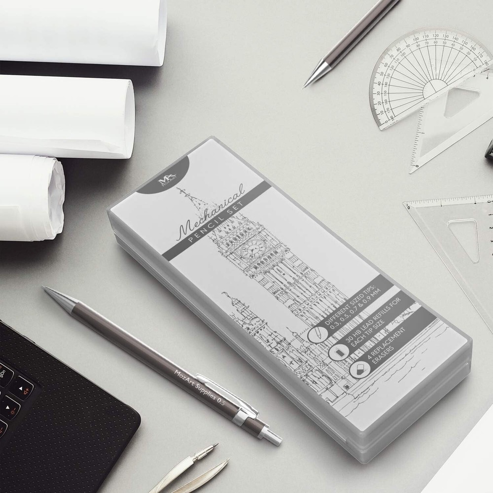 Comprehensive 4-Sized Mechanical Pencil Set with Case - Ideal for Art & Drafting