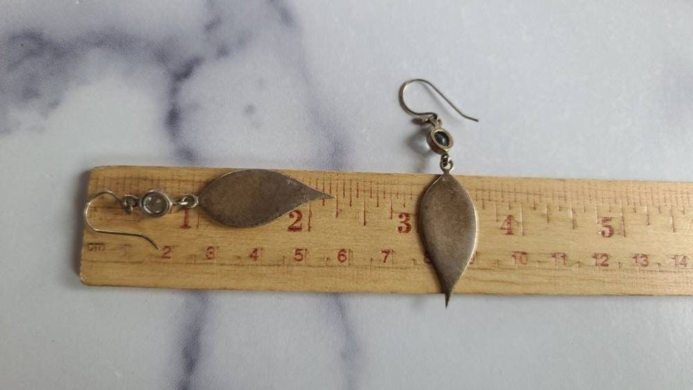 925 Leaf Dangling Topaz Pierced Earrings