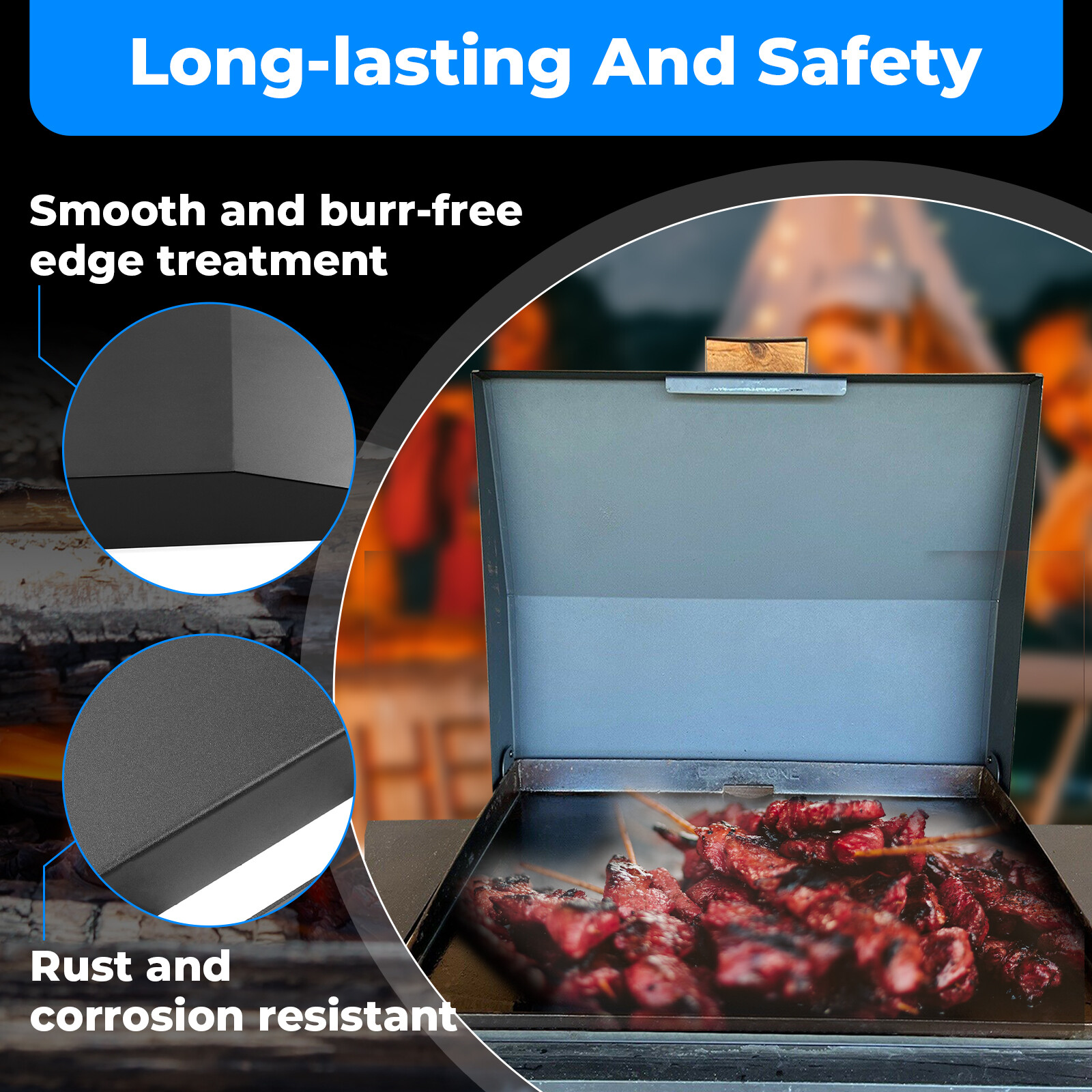 Hinged Lid for Blackstone 36 inch Griddle with Rear Grease Collection - Black