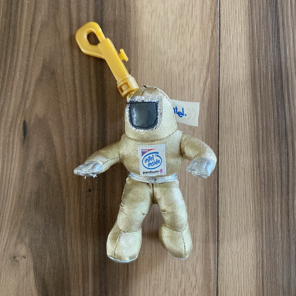 Intel Inside Pentium Spaceman Astronaut Plush Gold Key Ring