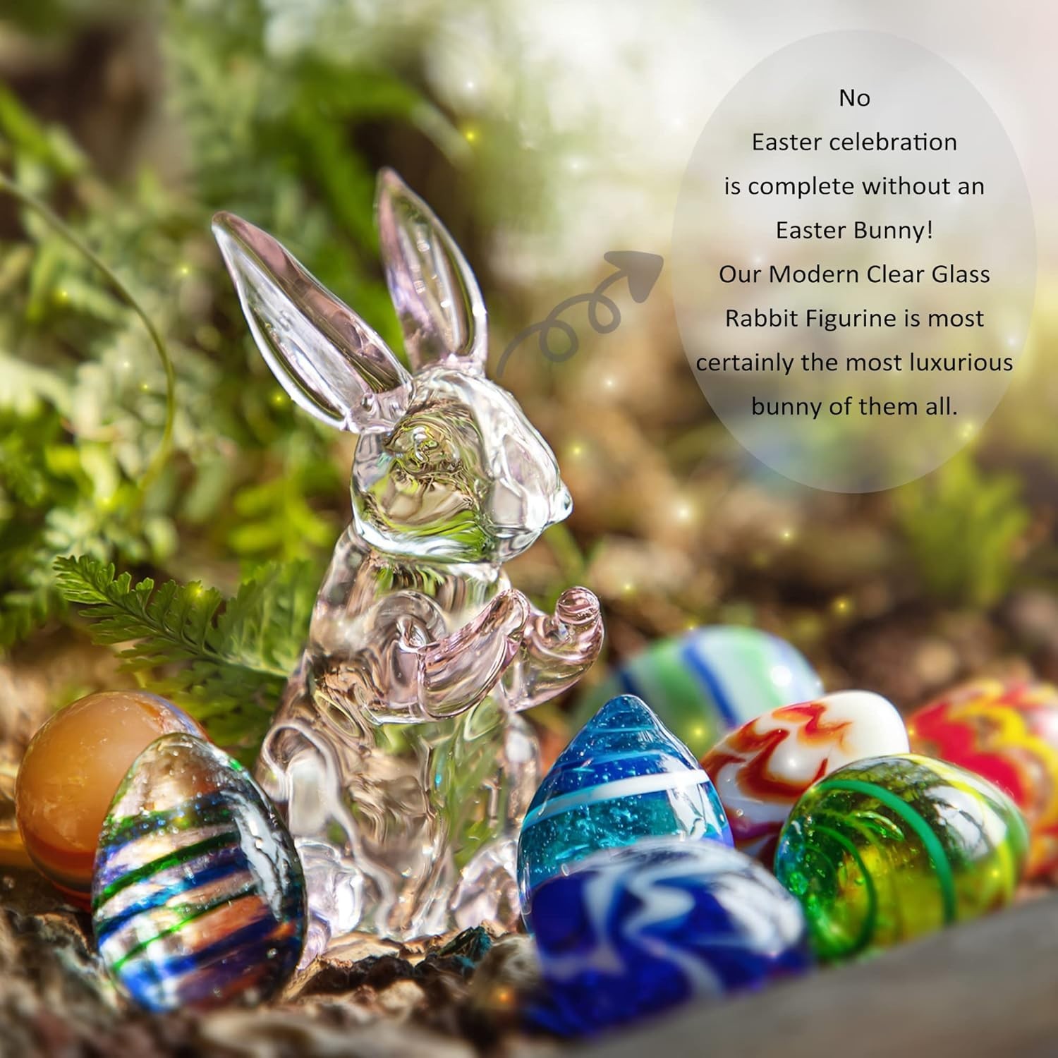 3.5inch Crystal Rabbit Bunny Figurine Collectibles Spring Easter Bunny Decora...