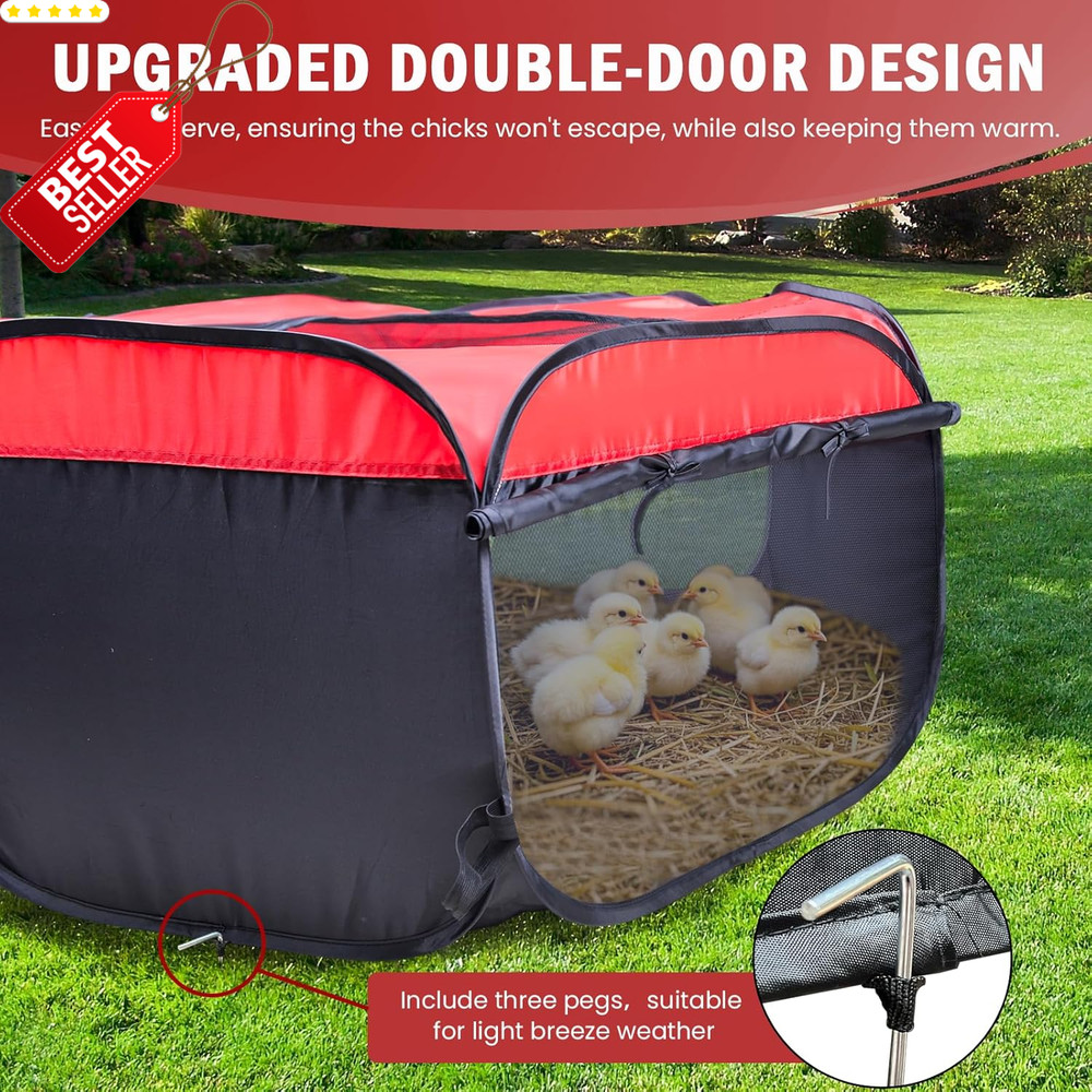 Chick Brooder Box Kit Up to 15 Chick Duck Quail Red Brooding Pen - US