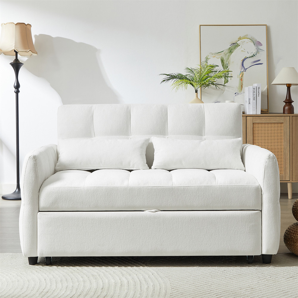 52.8'' Convertible Sleeper Sofa Bed Loveseat Sofa 2 Seater Couch w/ Pull Out Bed
