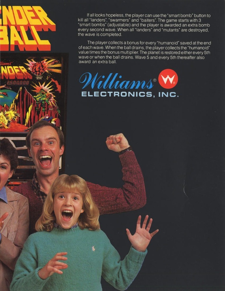 Defender Williams Pinball Flyer / Original Brochure