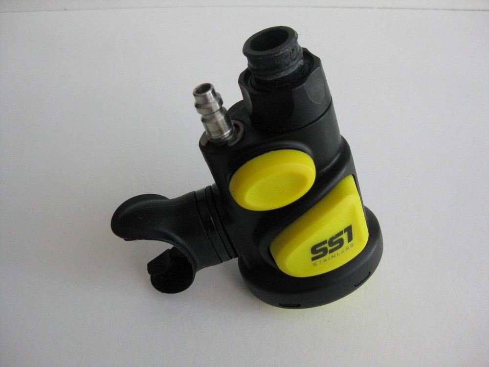 Atomic Aquatics SS1 integrated safe second and power inflator yellow
