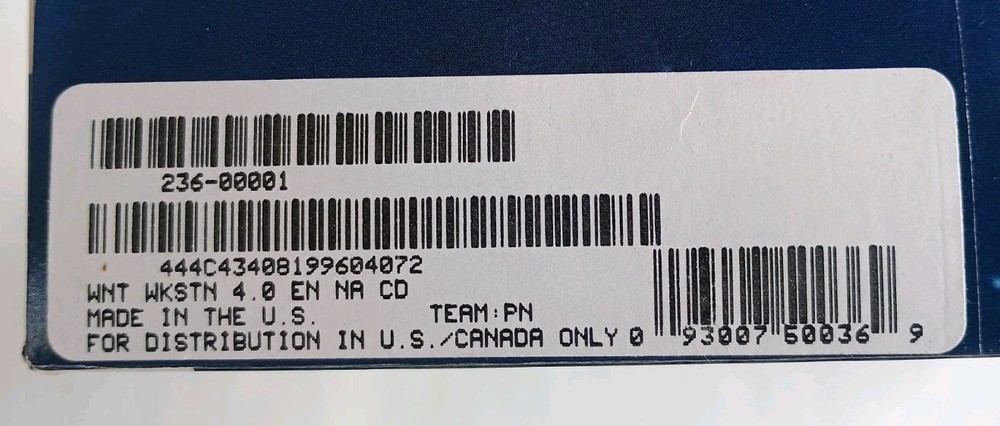 Microsoft Windows NT Workstation 4.0 CD Full Version Retail SEALED