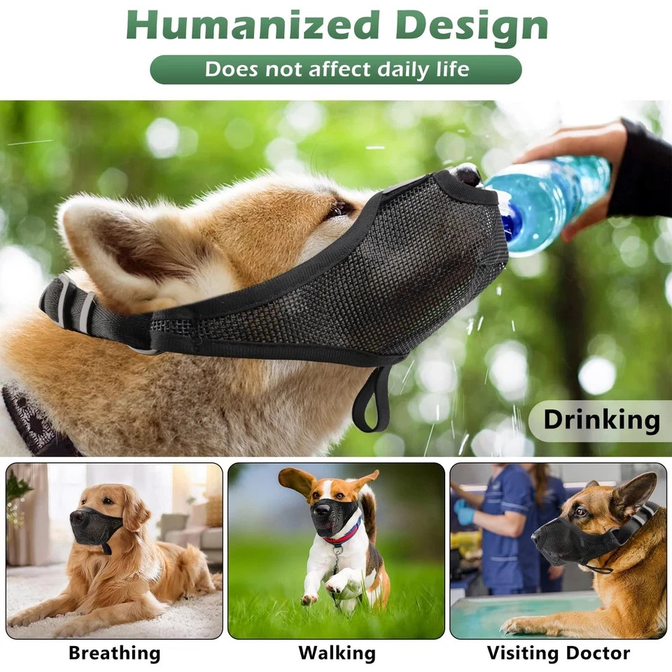 Dog Muzzle for Small Medium Large Sized DogsBreathable Air Mesh Basket Muzzle