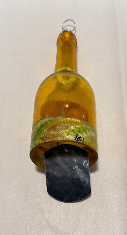 Amber Hand Painted Fall Decor Cut Wine Bottle Wind Chime
