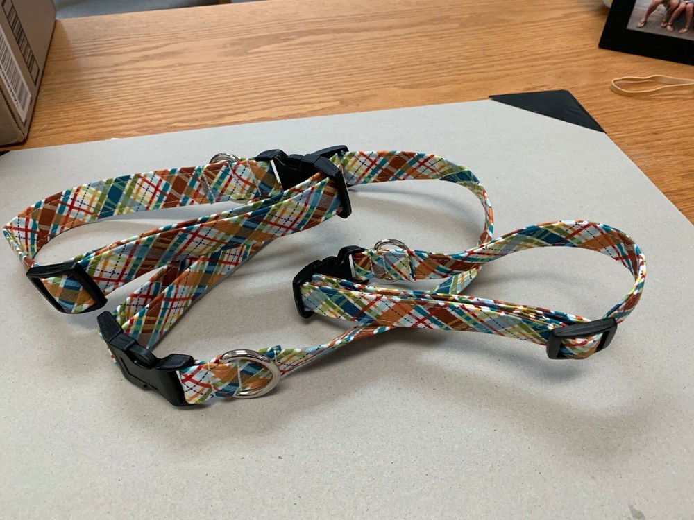 Chasin' Tail Dog Collars Multi Plaid Multiple Sizes