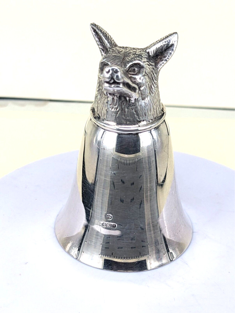 1993 Solid silver fox head stirrup cup by francis Howard