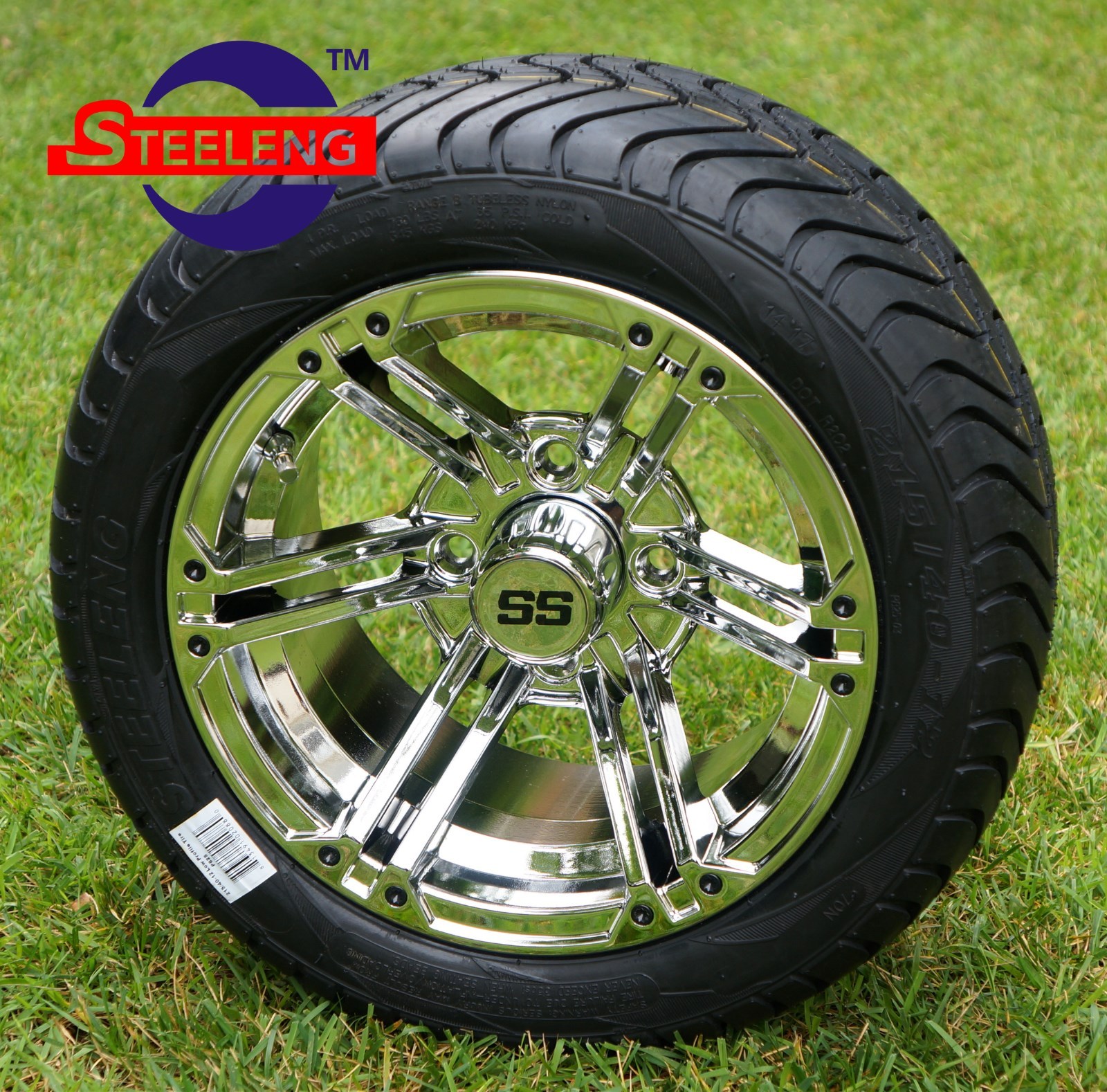 GOLF CART 12" CHROME TERMINATOR ALUMINUM WHEELS and 215/40-12 LOW PROFILE TIRES