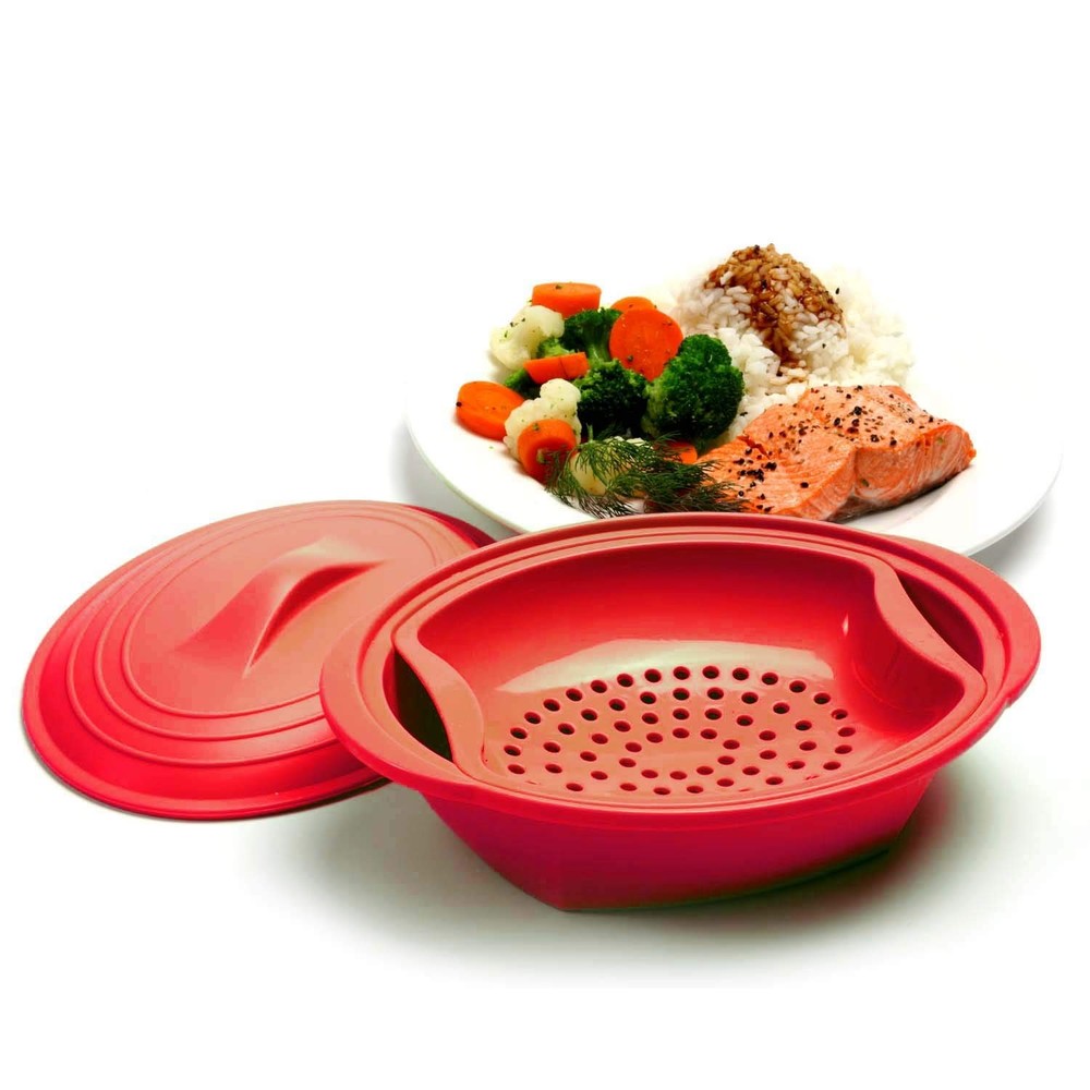 Red Silicone Steamer with Insert 32 oz