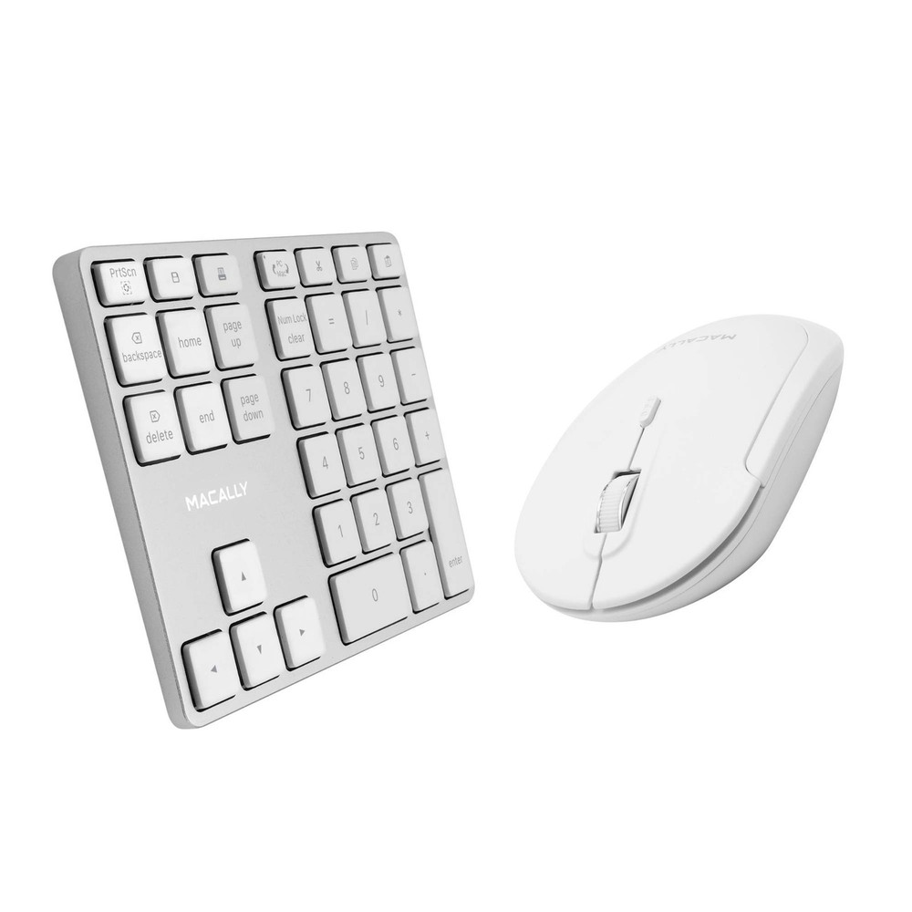Macally Wireless Number Pad for Mac & PC and a Wireless Bluetooth Mouse, Work...