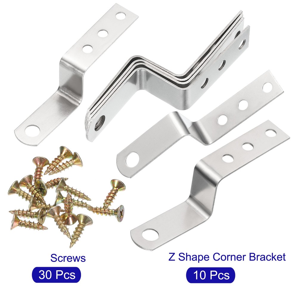 10pcs Z Shaped Corner Bracket, 1 Inch Frame Bracket, Silver