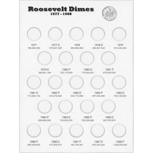 Roosevelt Dime Coin Folder # 2 1977-2005