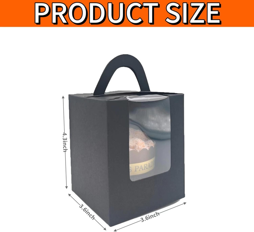 Individual Cupcake Boxes Bulk, 50 Pack Premium Single Cupcake Boxes with Clear D