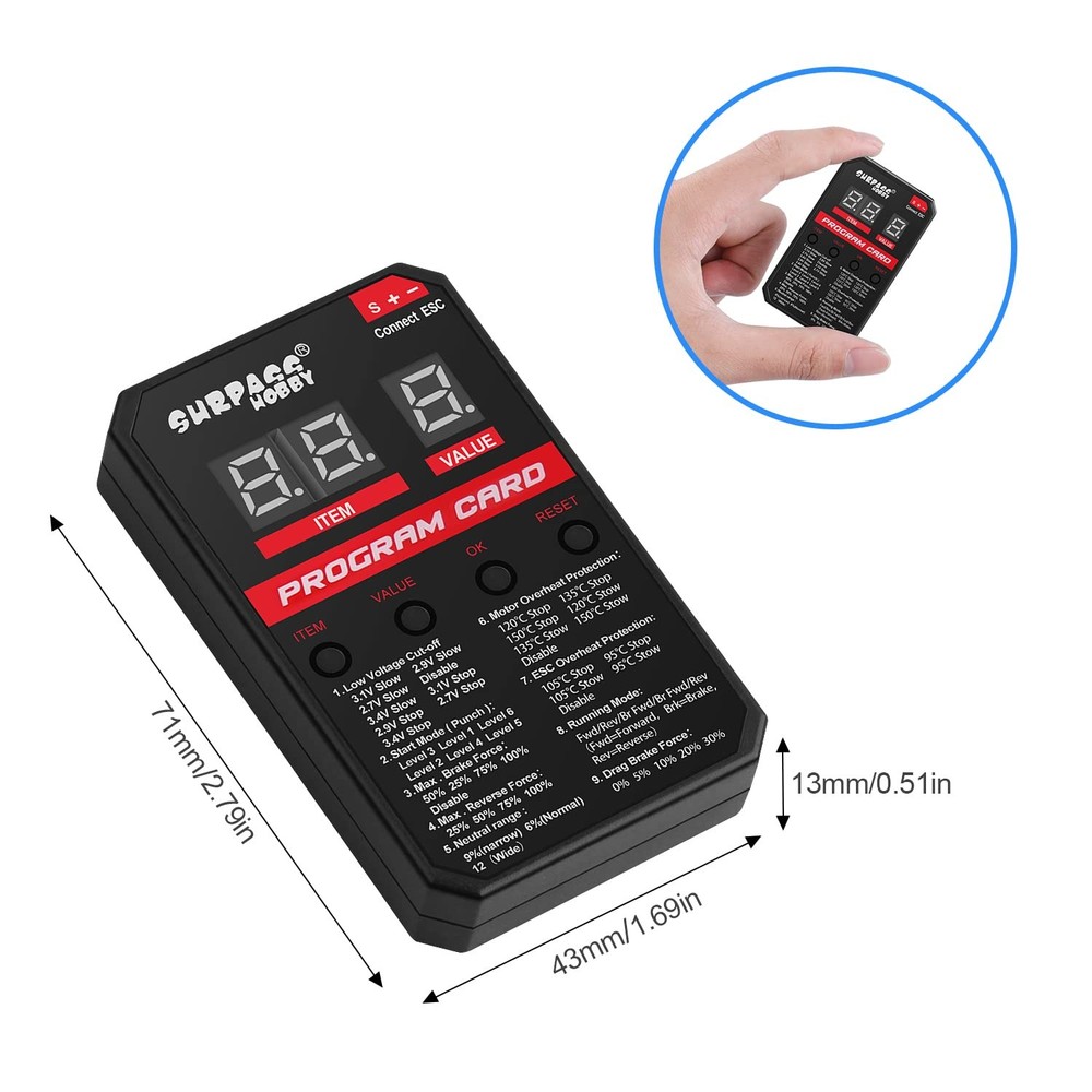 Surpass Hobby ESC Programming Card RC Car Electronic Speed Controller LED Progra
