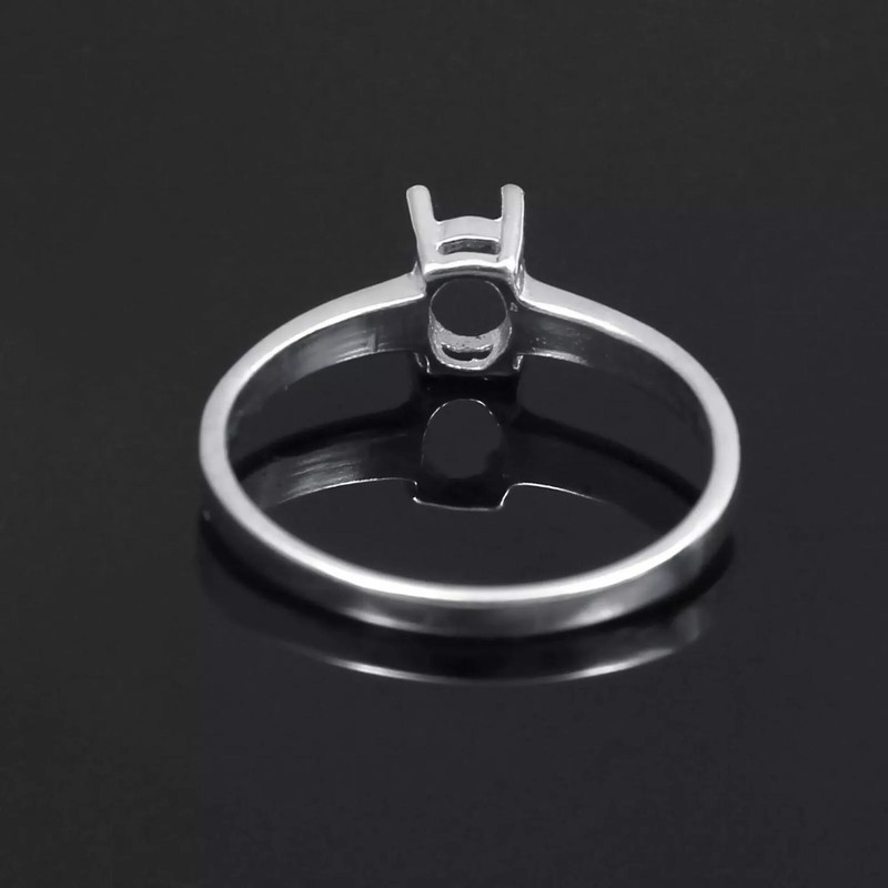 Semi Mount Ring Stone Setting Size 6x4 MM Oval Shape 925 Sterling Silver Ring