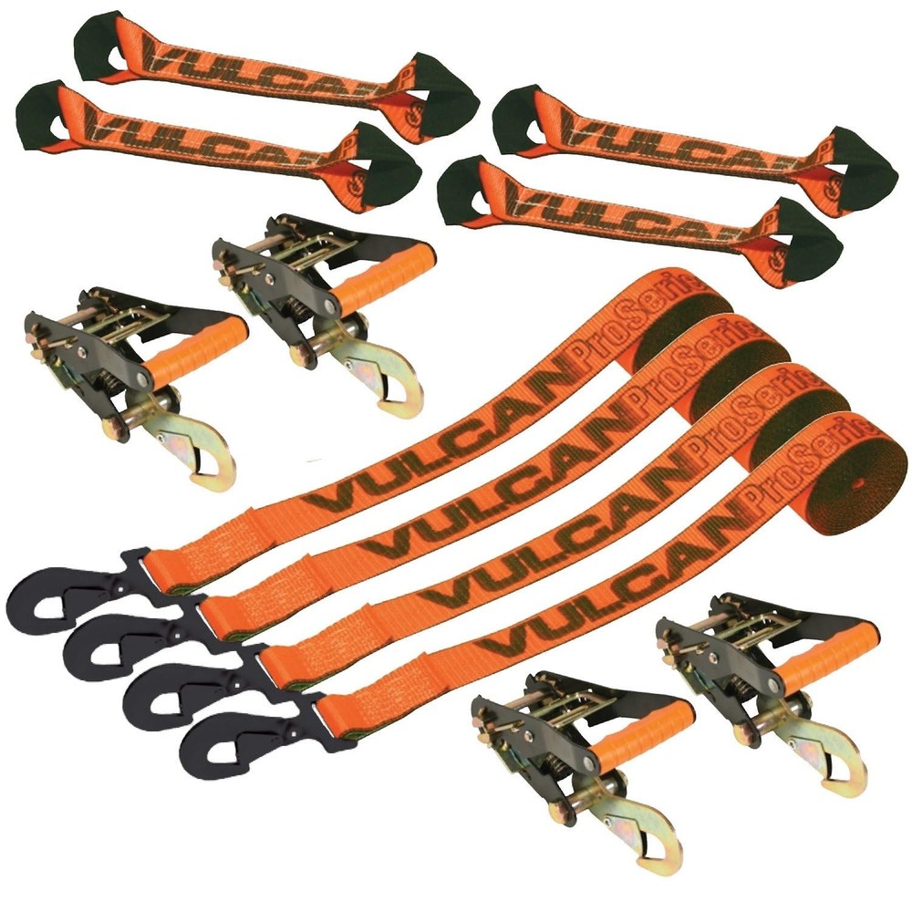 VULCAN 8-Point Roll Back Snap Hooks Both Ends, ProSeries Orange (4 Pack)