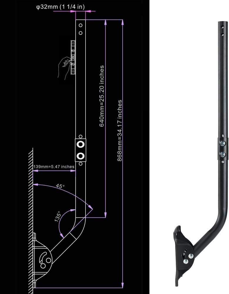Weatherproof Antenna Mounting Pole - Adjustable J Pipe Mount