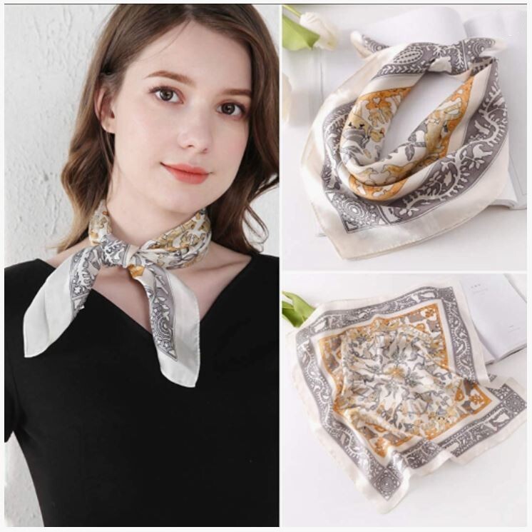 100% Pure Silk Square Scarf Women Silk Neckerchief Bandanna Hair Scarf 21"x21"