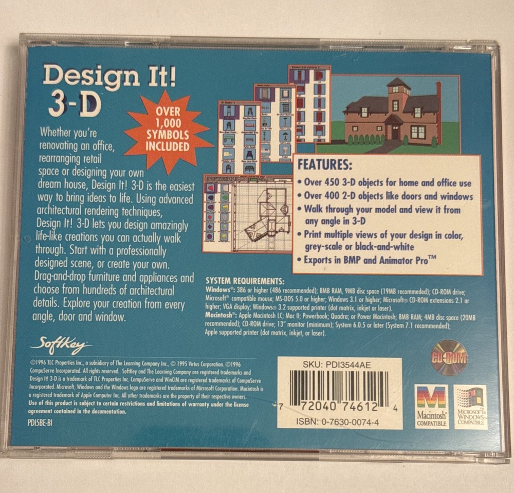 Design It Software PC CD-ROM Windows 3.1/95 1996