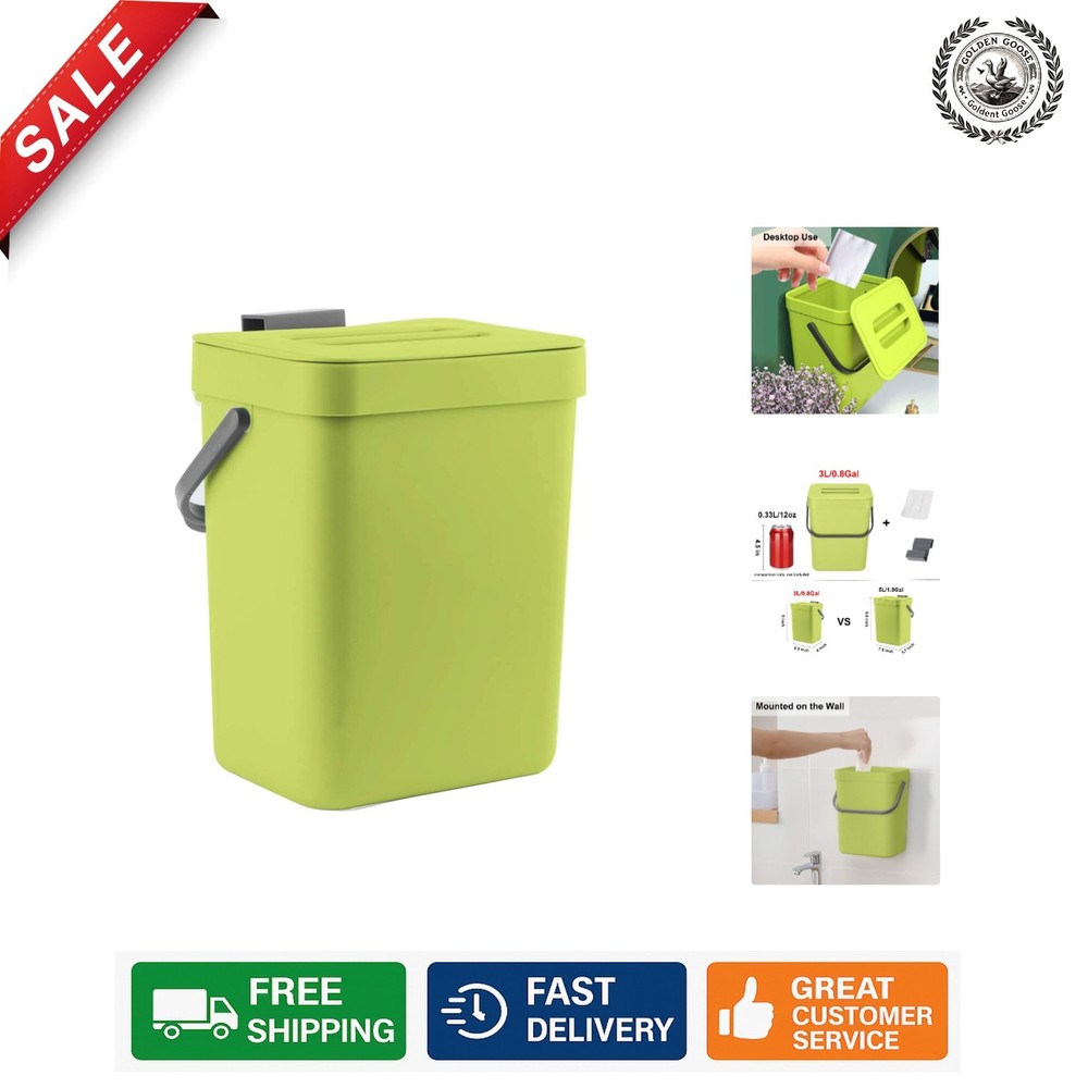 Compact 3L Odor-Free Kitchen Compost Bin - Wall-Mounted & Versatile Design