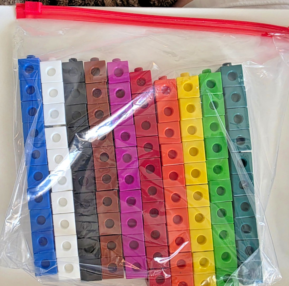 100pc Set Math Linking Cubes - 10 Colors (10 ea) - Cleaned & Sanitized Free Ship