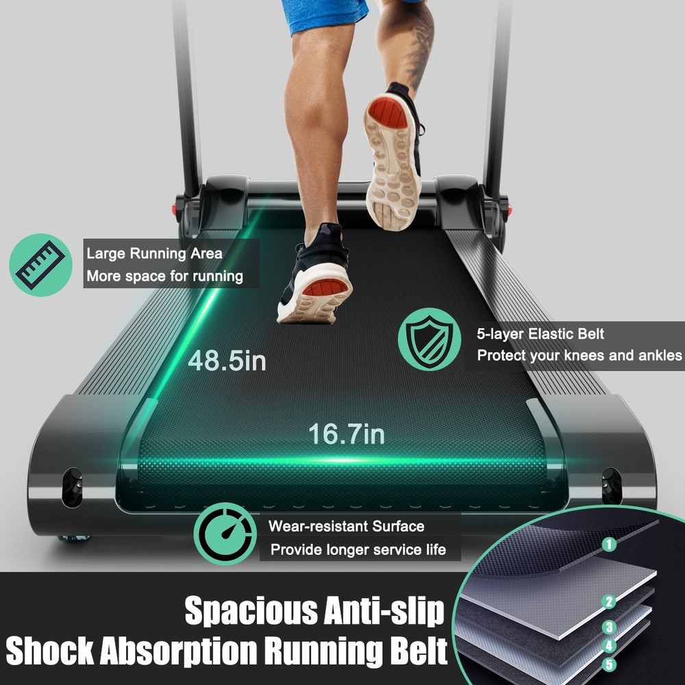 SuperFit 3HP Foldable Electric Treadmill Running Machine Speaker Red