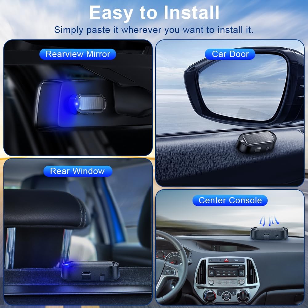 Car Solar Power Dummy Alarm AntiTheft LED Flashing Security Light, 4PCS