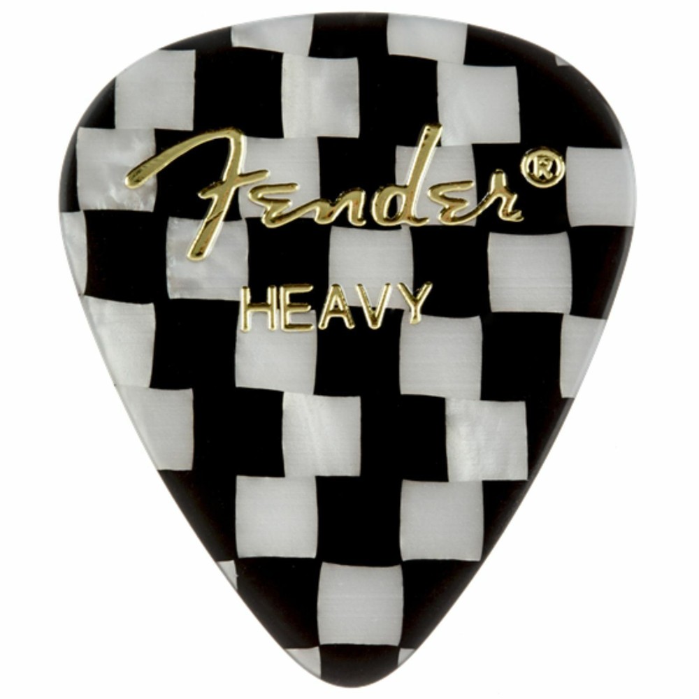 Fender 351 Shape Graphic Celluloid Guitar Picks, Heavy, Checkerboard, 12-Pack