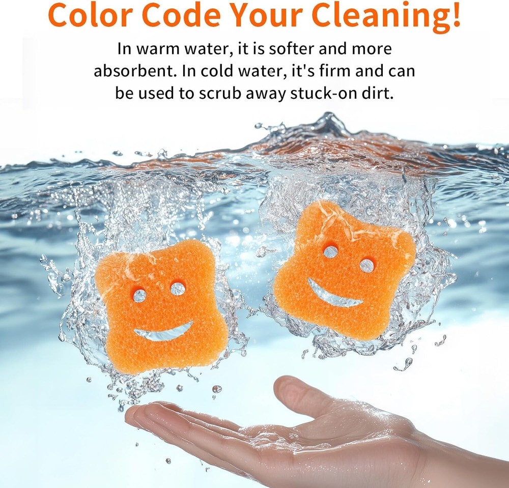 Kitchen Scrubbing Sponge 4 Pcs,Non-Scratch Scrub Dish Sponges,Saratch-Free Multi