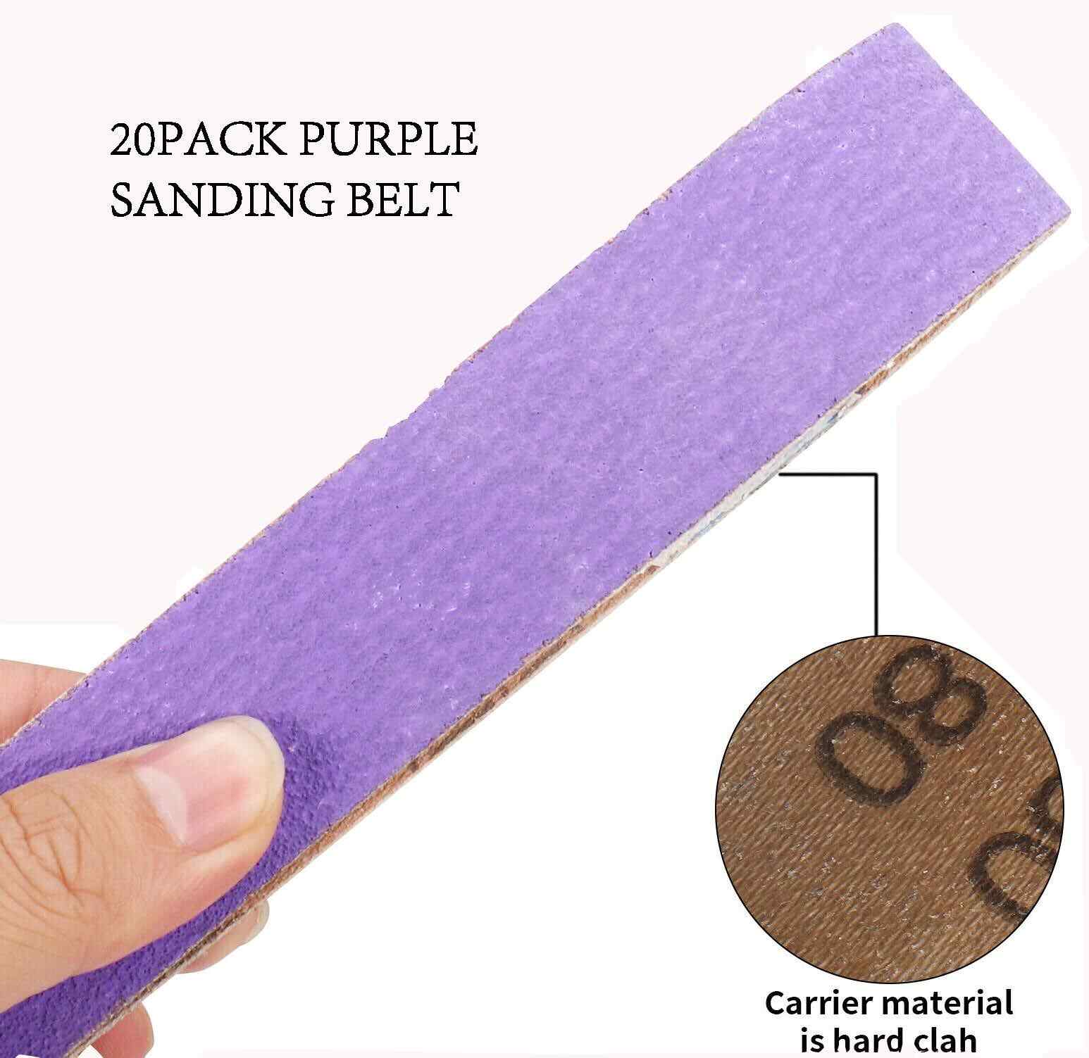 Purple File Ceramic Sanding Belts 1/2 in x 18 IN- Pack of 20 -GRIT 40,60,80-320