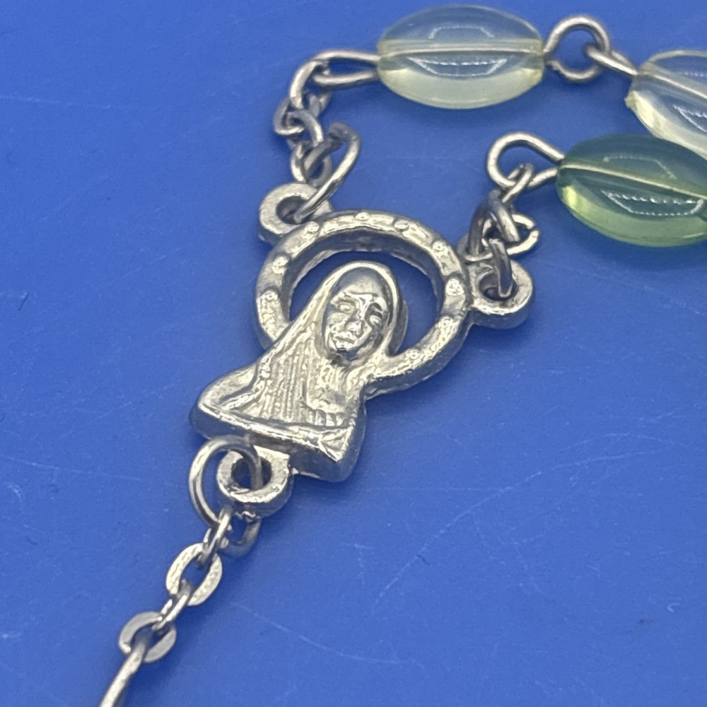 Vtg Pastel Translucent Rosary Oval Beads Crucifix Catholic Prayer Beads Easter