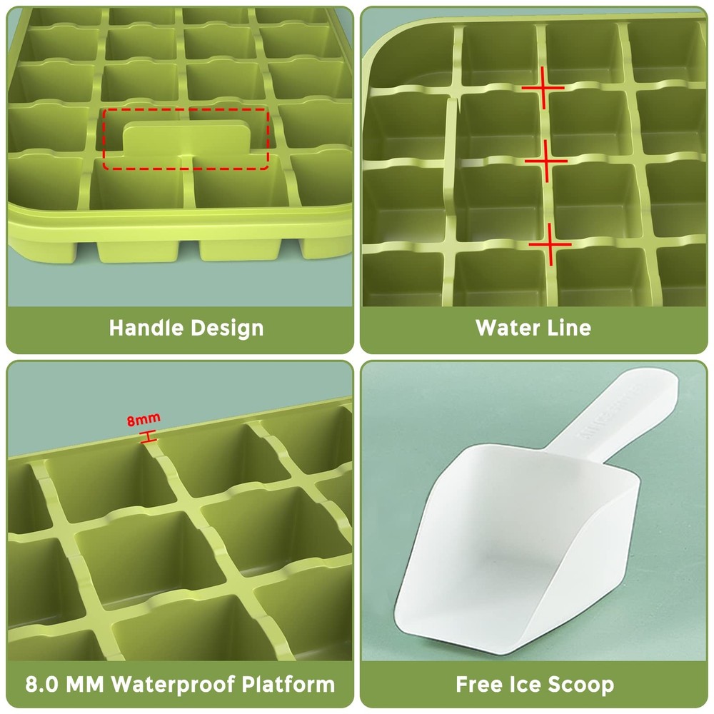 One Button Release Ice Cube Tray w/ Lid Container Tiny Freezer Mold Crushed Ice