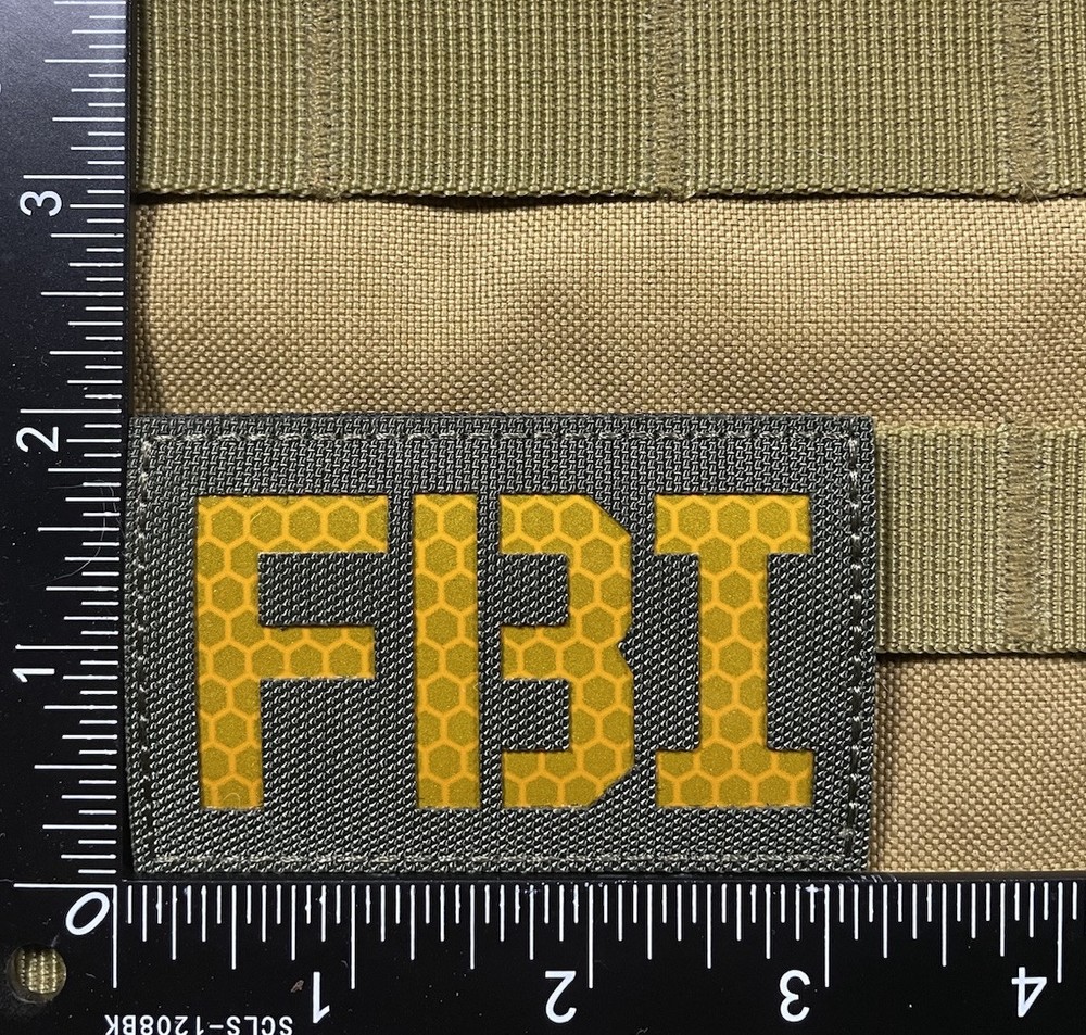 FBI IR infrared Reflective Tactical patch with Hook Loop Backing Green
