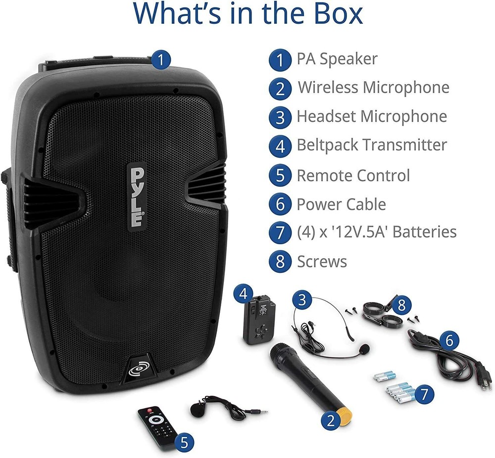 Pyle Portable Bluetooth Loudspeaker - Active PA Speaker System Kit Rechargeable