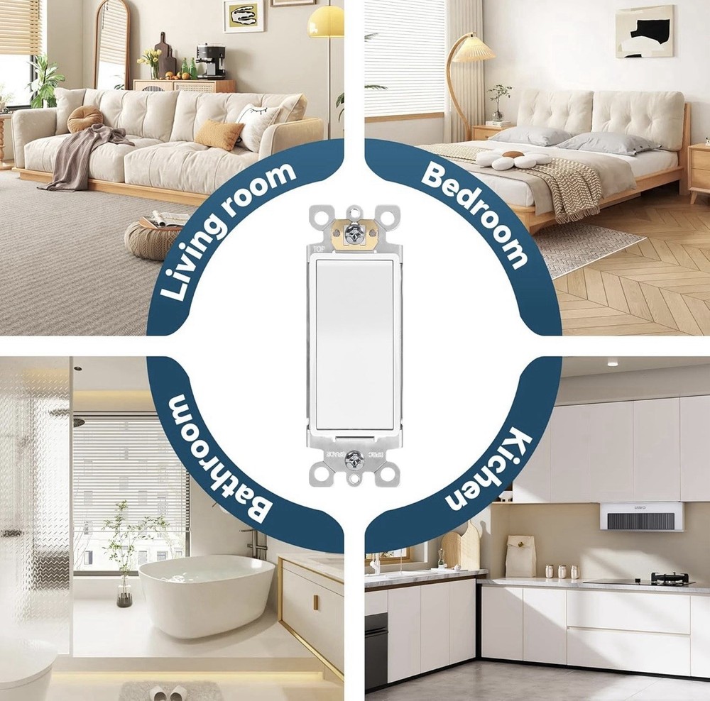 Thunderway 29 Pack, 3-Way Light Switch White Matte Decorator Light Switch 15A