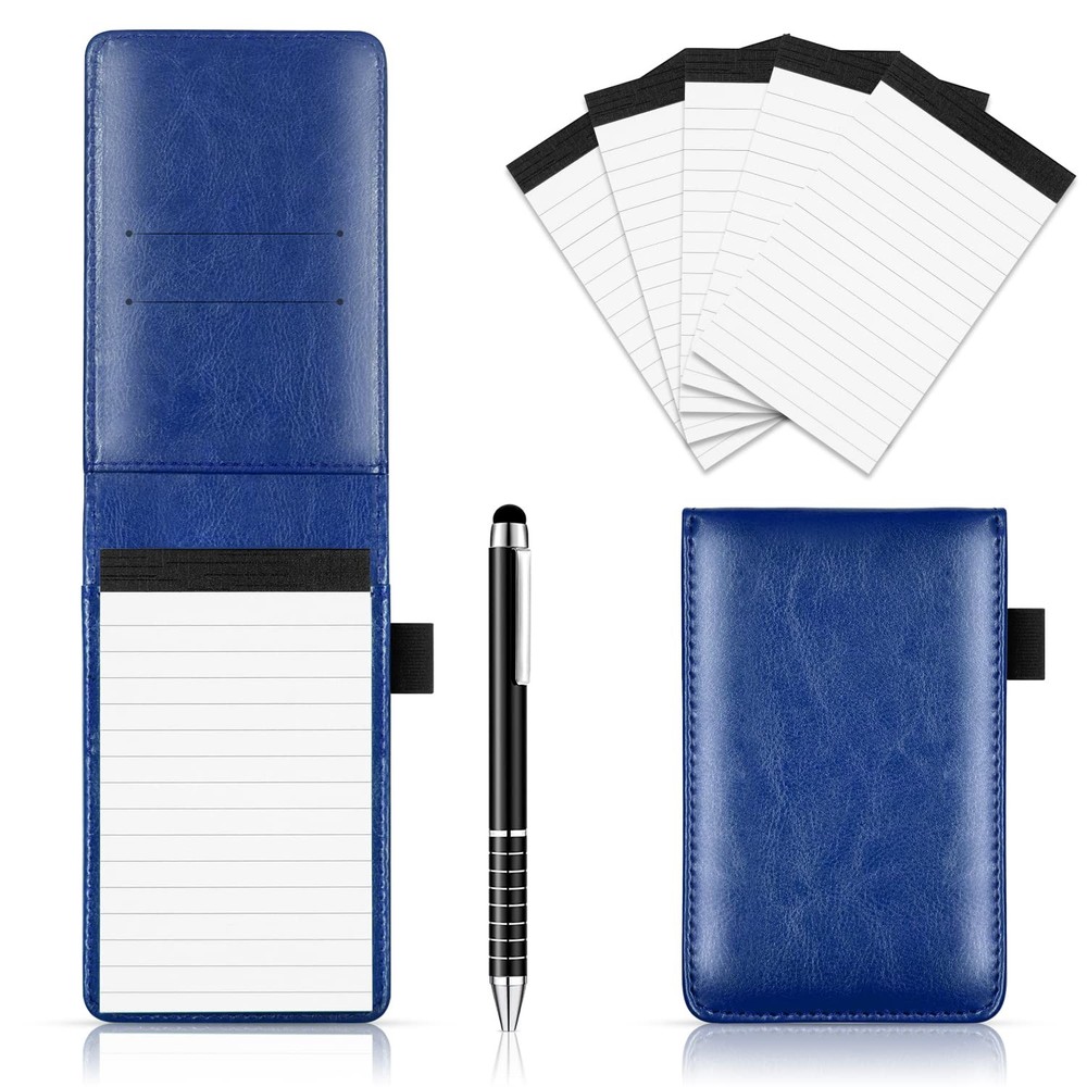 7 Pcs Small Pocket Notepad Holder Set with Pen