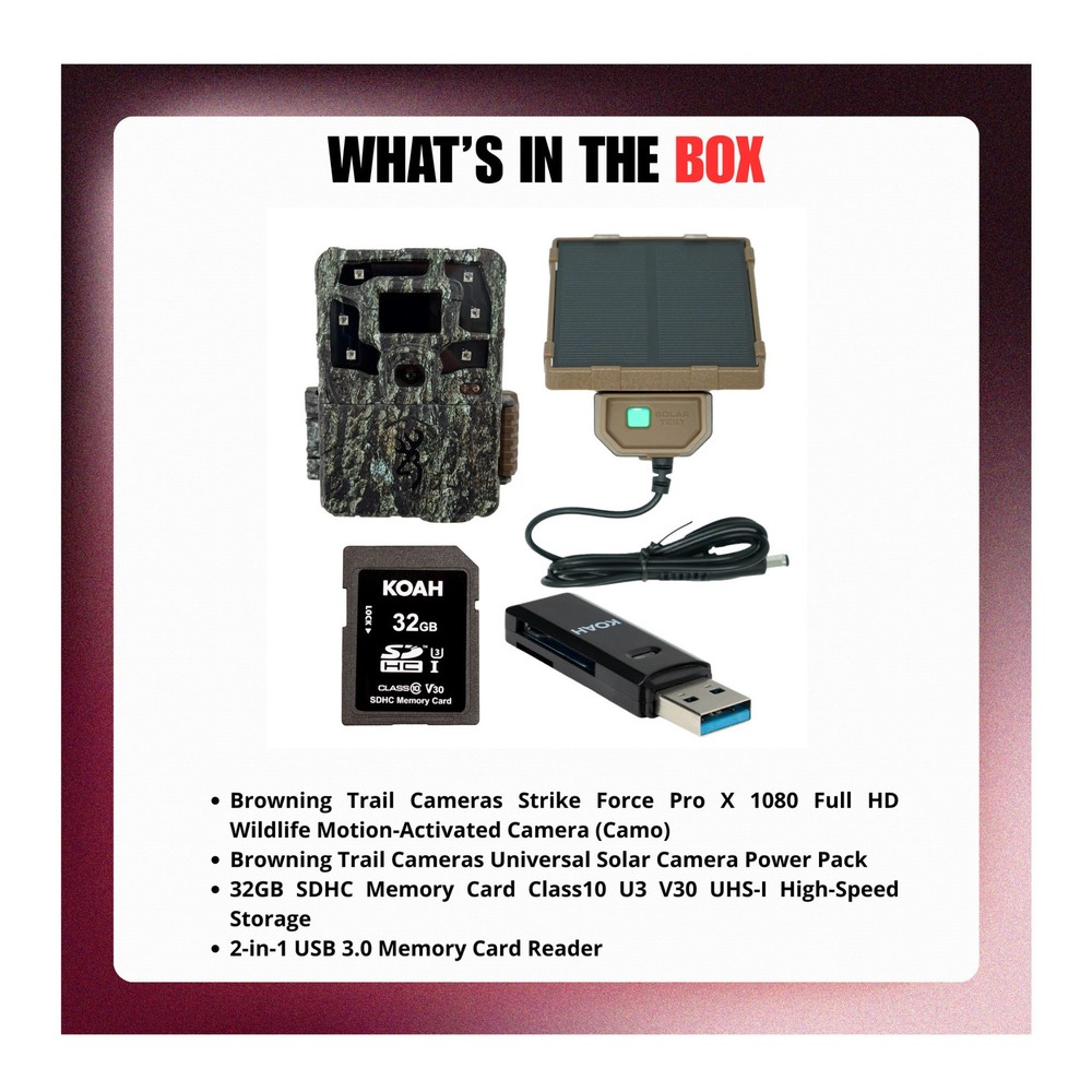 Browning Trail Cameras Strike Force Pro X Motion-Activated Camera (Camo) Bundle